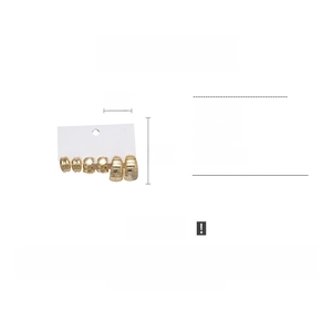 Set of 6 gold geometric C-shaped hoop earrings made of ABS material weighing 15.1g