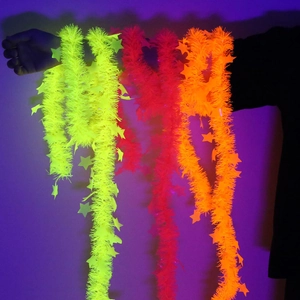 Fluorescent Star Tinsel Garland UV Glow Neon Christmas Tree Ribbon Party Decoration Plastic Tinsel For Celebration