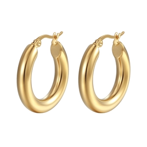 Minimalist 18K gold plated stainless steel chunky hoop earrings with a high polish finish
