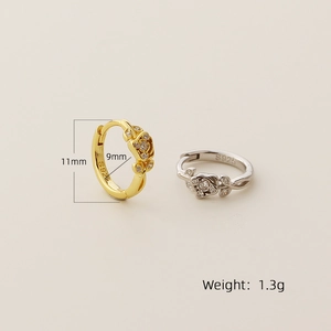 Elegant rose-shaped S925 silver earrings with rhinestones in gold and silver finishes
