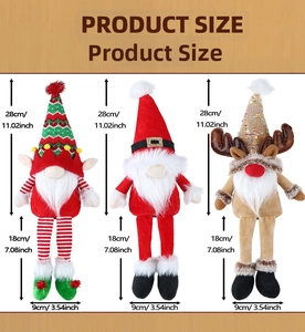 Size specifications for Christmas plush dolls featuring 28cm height and 18cm leg length