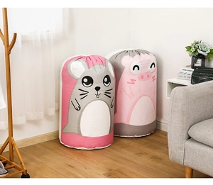 Detail of large moisture-proof storage bags featuring cute cartoon mouse and pig designs