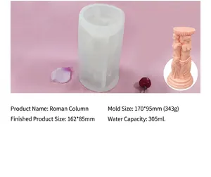Detalle del molde de silicona de columna de diosa con dimensiones y capacidad específicas