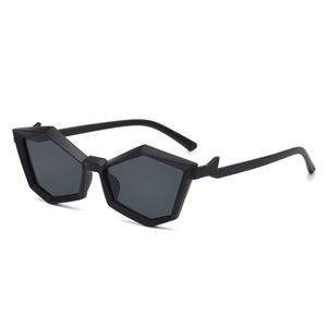 Modern black geometric polygon sunglasses for women with UV protection from a 45-degree angle