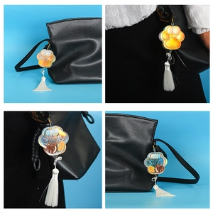 Cat paw silicone mold for DIY baking and holographic acrylic pendant keychain with tassel