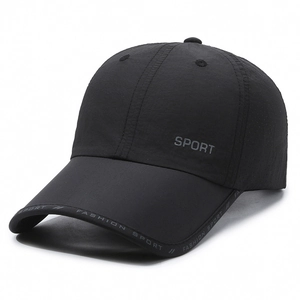 Lightweight breathable black outdoor sports baseball cap with quick-dry fabric