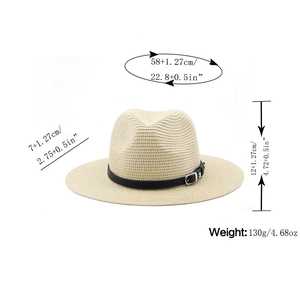 Détails des mesures du chapeau Panama avec circonférence de 58cm et bord de 7cm