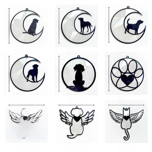 Grid view of 9 iridescent pet-themed suncatchers featuring cats, dogs, and paw silhouettes