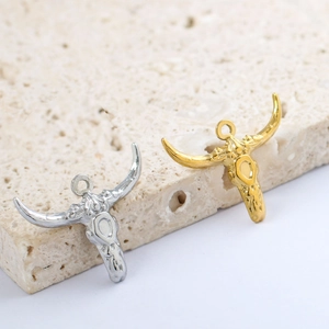 Ethnic bull head pendants in gold and silver finish for DIY jewelry making accessories