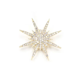 Close-up of golden star brooch featuring radiant crystals on a clean white background