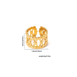 Adjustable golden titanium steel geometric ring with dimensions and 4g weight details