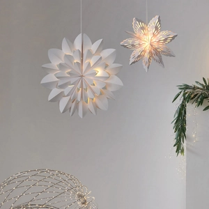 Luminous origami snowflake and star hanging paper lanterns for Christmas home decoration