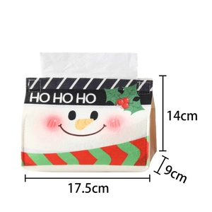 Christmas snowman fabric tissue box cover with HO HO HO holiday design and red decorations