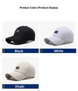 Detailed comparison of black, white, and khaki baseball caps with brim embroidery