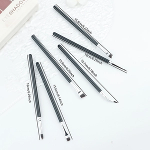 Detailed view of 6pcs eye makeup brush set showing lengths from 15.6cm to 16.0cm