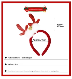 Details zum Weihnachts-Haarreif: 10,5 cm Geweihhöhe und 9 cm Innendurchmesser Größe