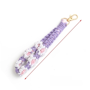Handmade woven daisy flower wristlet strap with gold lobster clasp for keys