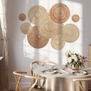 Set di 8 cesti da parete bohémien in seagrass per decorazioni naturali da soggiorno