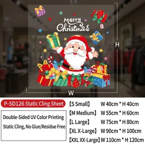 Size guide for Santa Claus static window clings available in S up to XXL dimensions