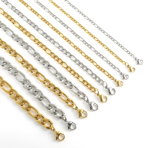 Stainless steel Figaro NK3:1 chain necklace in gold and silver, assorted sizes