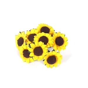 Artificial silk sunflower heads with vibrant yellow petals for DIY craft and decoration
