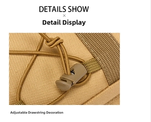 Detail of adjustable elastic drawstring and buckle on tactical chest rig vest