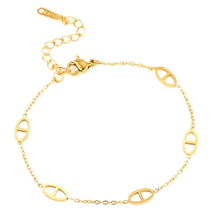 Minimalist gold-plated stainless steel pig nose chain bracelet with lobster clasp