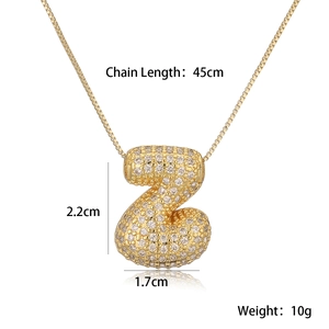 Detailed size specifications for a gold-plated letter Z pendant necklace with dimensions