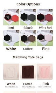 Hexagonal jewelry gift boxes and matching square paper bags in six assorted colors
