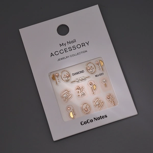K9 rhinestone nail art sticker set with gold geometric lines and moon shapes