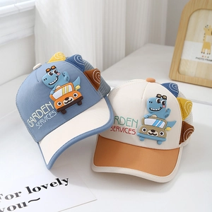Kids dinosaur mesh baseball cap with breathable back for summer sun protection
