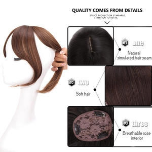 Frangia Francese ad Aria con Riga Centrale Infoltimento Naturale Attaccatura Capelli Fibra Sintetica per Donne