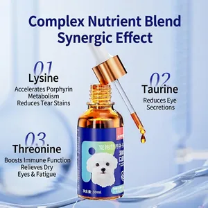 KIMPETS 30ml pet eye care liquid for dogs and cats in a professional lab setting