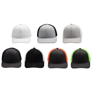 Flat brim mesh trucker hats in multiple color combinations with breathable structure