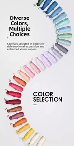 Spiral layout of 34 colorful mini foldable capsule umbrellas showing variety of shades