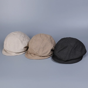 Retro Newsboy Cap Linen Breathable Sun Hat Women High Street Vintage Adjustable Flat Cap Stylish