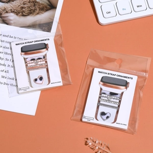 Detail of diamond-studded metal decorative rings for Apple Watch silicone bands