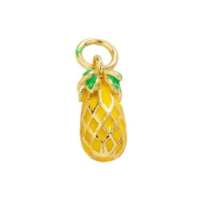Ciondolo ananas carino con smalto giallo e bordo dorato per la creazione di gioielli fai da te