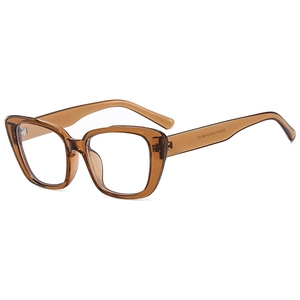 Amber cat-eye glasses frame with blue light blocking lenses in a retro transparent style
