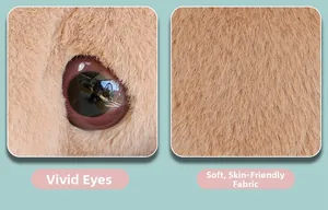 Details eines Plüschhundes mit strahlenden Augen und weichem, braunem Plüschstoff