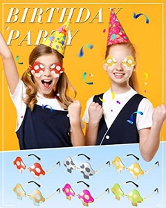 Set of 6 colorful mushroom shaped party sunglasses with rimless lenses and metal temples