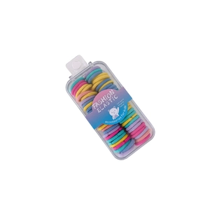 Kids colorful elastic hair bands set in clear storage box for girls' hairstyles