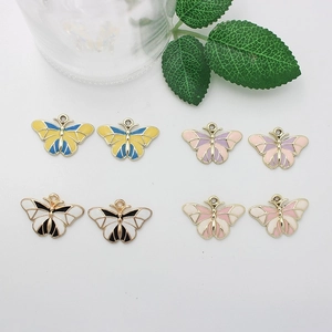Set of 8 colorful butterfly alloy charms with enamel finish for DIY jewelry making projects