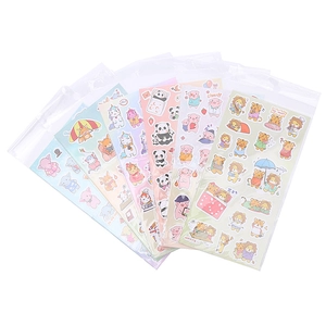 Set di 6 fogli di adesivi 3D puffy con panda e unicorni in confezione regalo singola