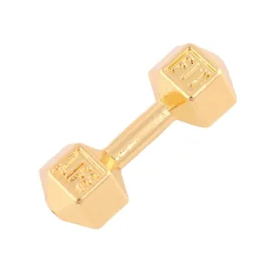 Zinc alloy gold barbell pendant with FIT LIFE engraving shown from a 45-degree angle