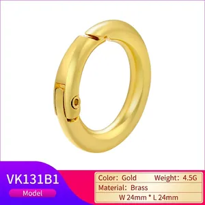 Polished 18K gold-plated brass spring ring clasp connector for DIY jewelry making