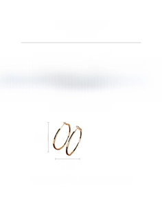 Detail of 5cm hollow circle hoop earrings in rose gold with black lines and copper material
