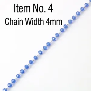 Detail of 4mm translucent deep blue faceted crystal bead chain for jewelry making