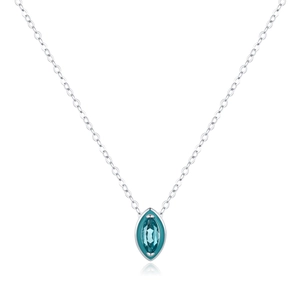 Elegant S925 silver necklace with marquise cut blue gemstone and enamel border pendant