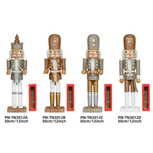 30cm European Nutcracker soldier set in gold and silver glitter wood craftsmanship